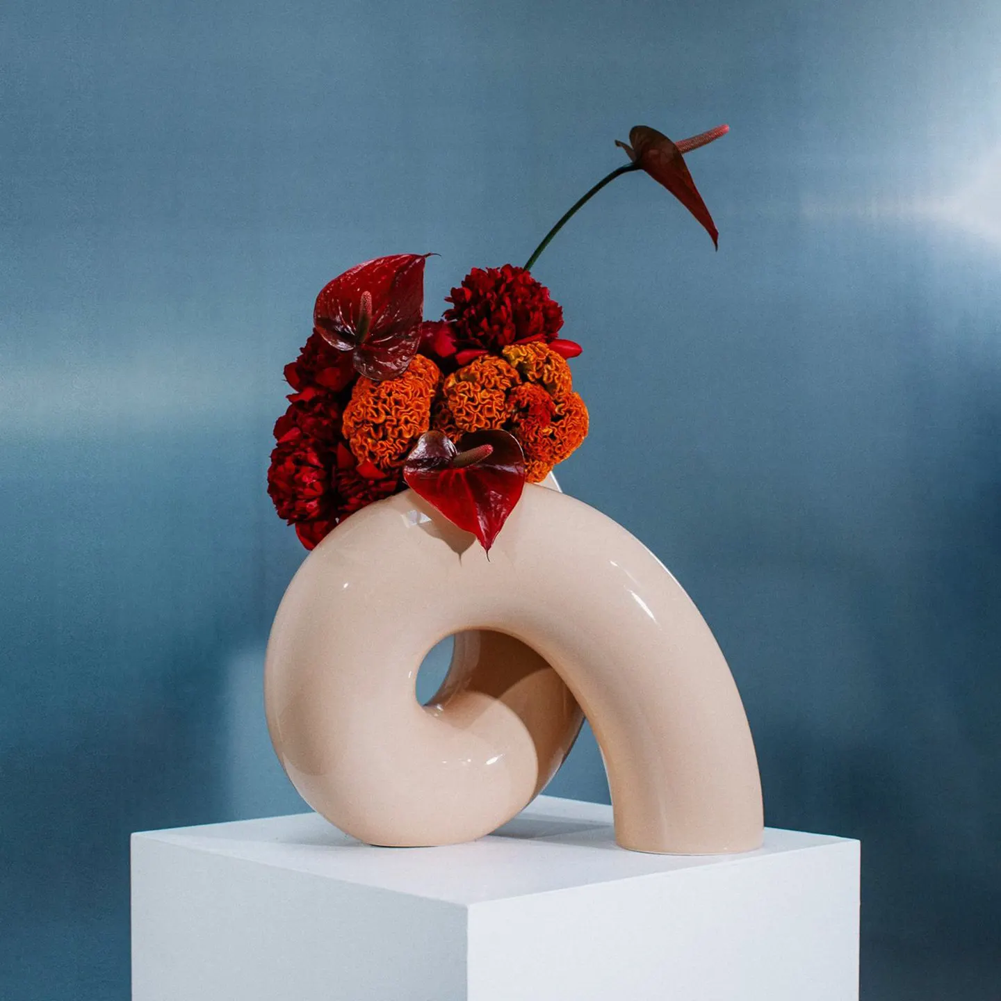 Soft color flower ornament living room dining room flower arrangement vase dried flower model room exhibition hall commercial