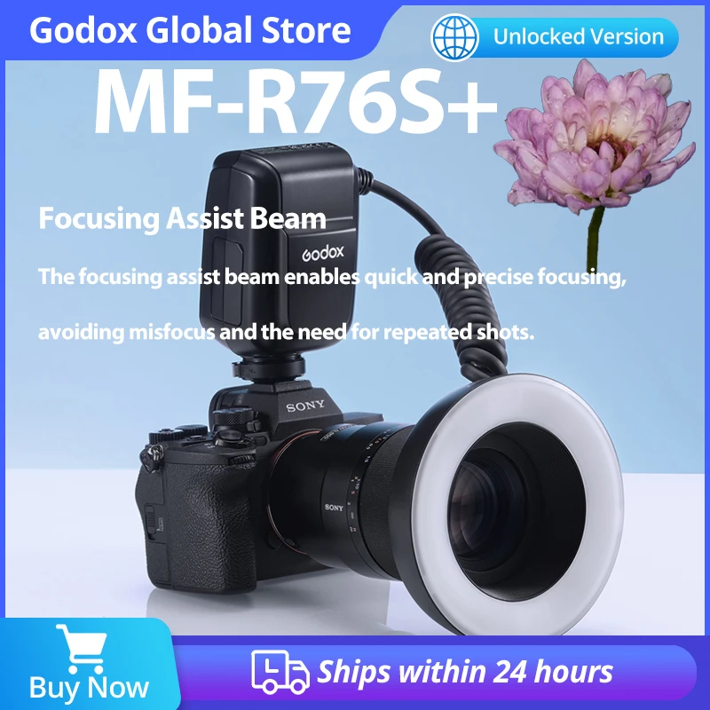 Godox MF-R76S+ Dental Macro Ring Flash for Sony|Equipped with 2.4 GHz wireless transmission