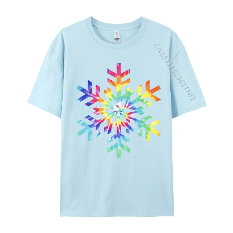 Tie Dye Snowflake Winter Christmas T-Shirts Men's T Shirts Cotton Funny Camisas Crew Neck Tshirts Harajuku Sweatshirt