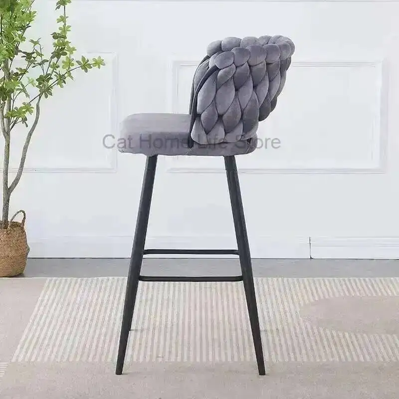Cadeira de Escritório Minimalista de Luxo para Esteticista, Cadeira Ergonômica de Metal para Salão de Beleza, Cadeira de Café Alta, Cadeira de Veludo 