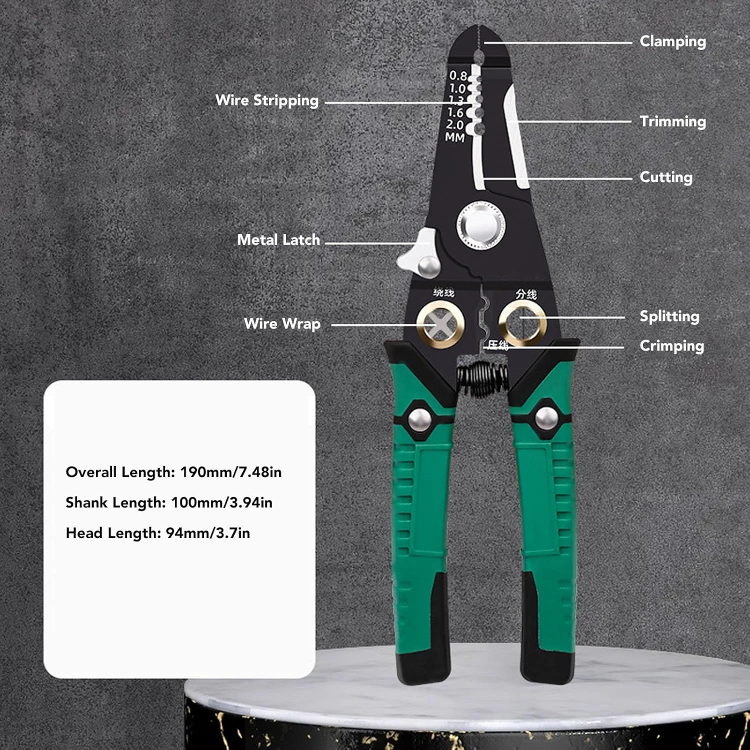 Wire Stripper Wire Plier Cable Stripper High Carbon Steel Ergonomic Handle สําหรับแยกไขลาน Peeling Stripping และ CRIMPING