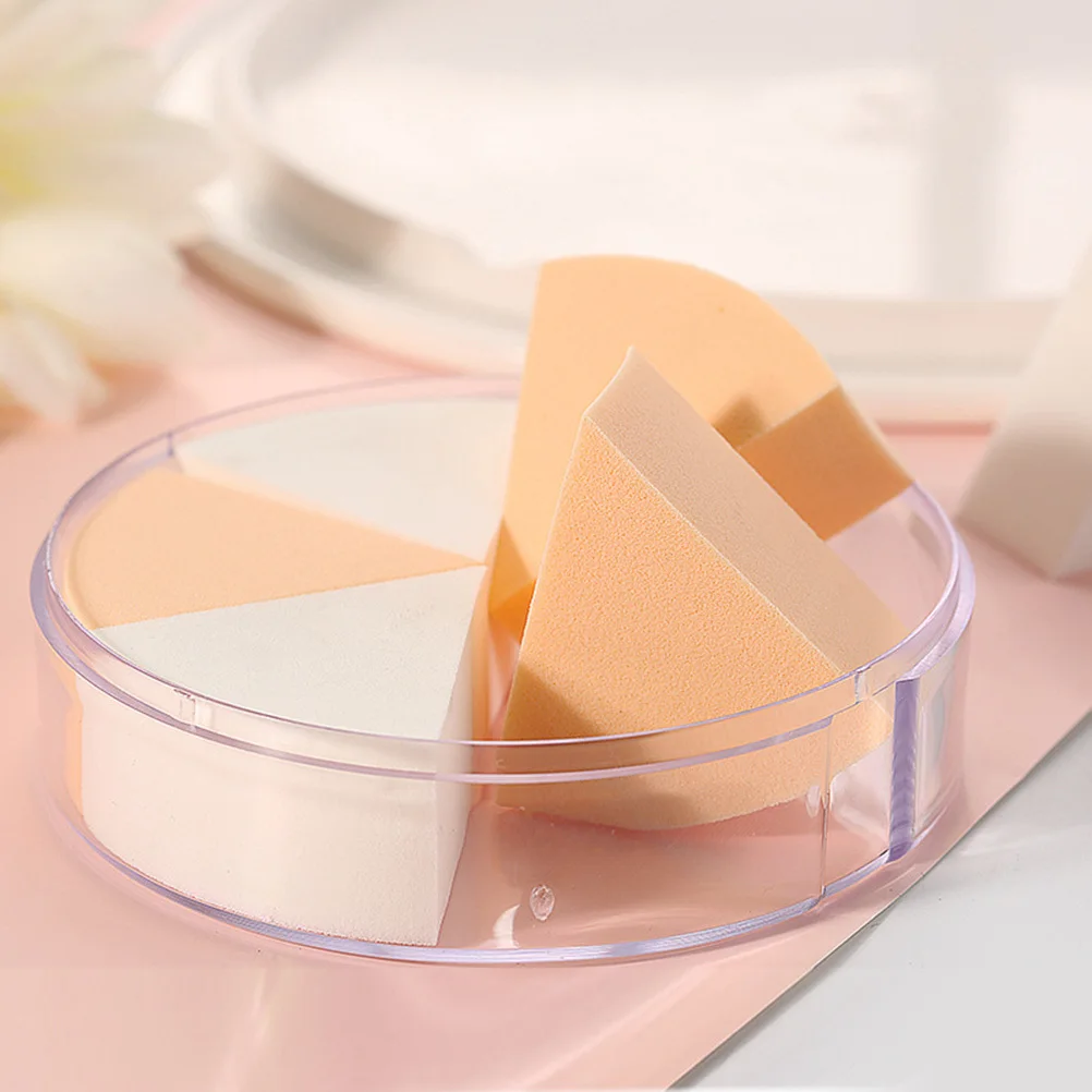 Esponja de seis rebanadas, delicada, no irritante, adecuada para todo tipo de piel, estuche de almacenamiento de cosméticos líquidos en polvo, esponja de maquillaje