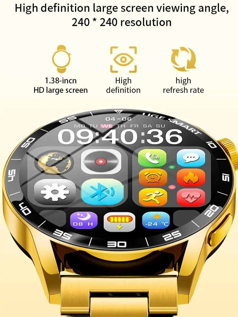 Origineel LUIK Smart Watch Draadloos bellen Weersverwachting Magnetisch opladen Waterdichte muziekbediening Heren smartwatch Android IOS - afbeelding 2