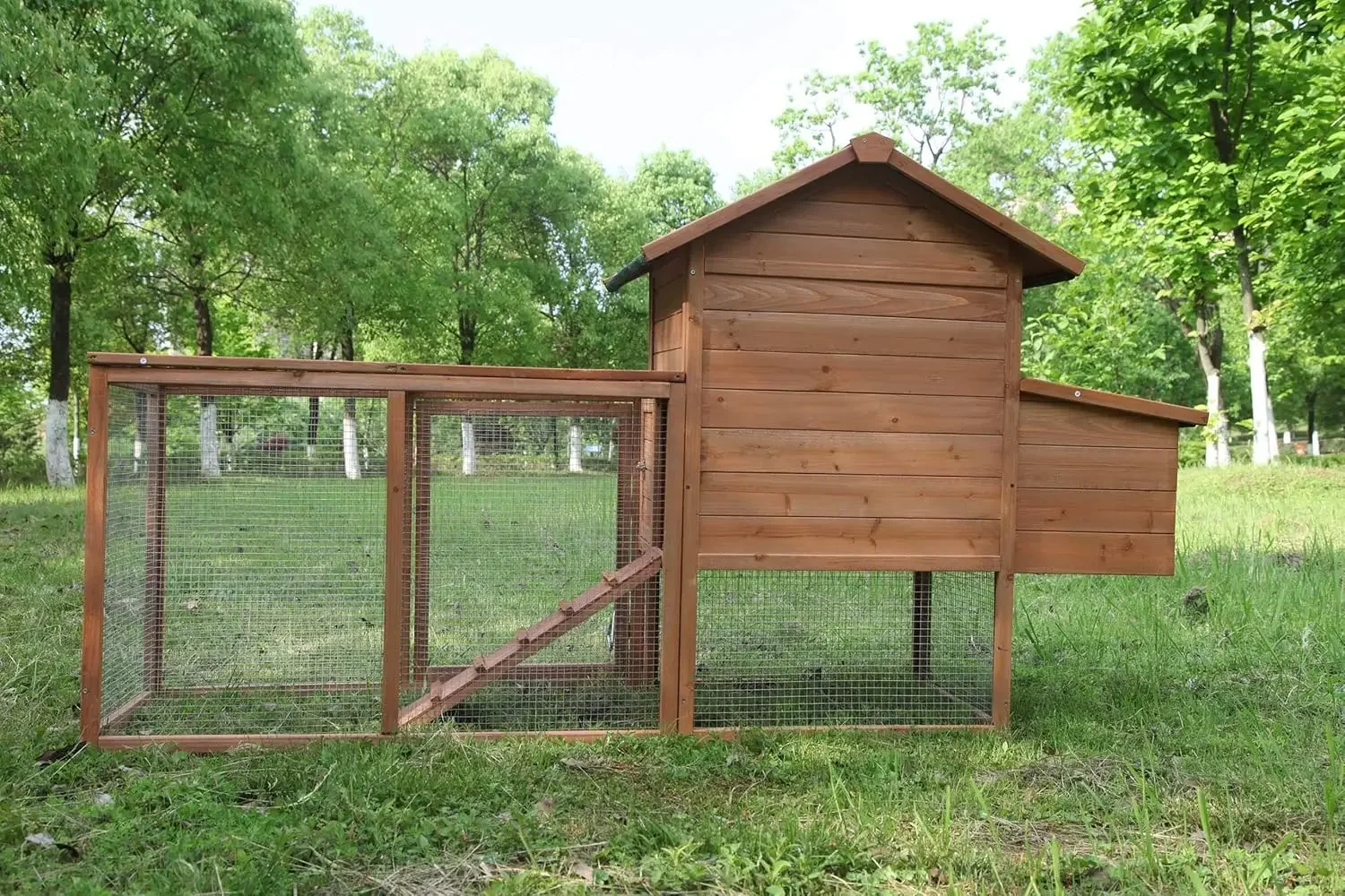 Chicken Coop Outdoor Wooden Rabbit Hutch Poultry House with Chicken Run Cage, Egg Box & Waterproof Roof (80")