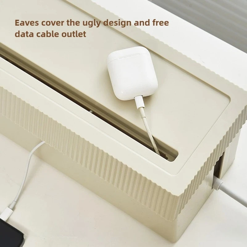 Cable Storage Box Desktop Charging Data Cable Organizer Plug Socket Management Device Black White Storage Box Holder