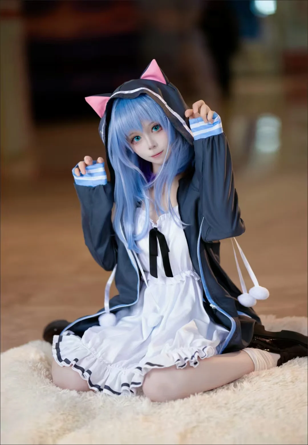 

Snow Scene Shiki Angel Cos Set Nishikino Asumi Hooded Costume and wig