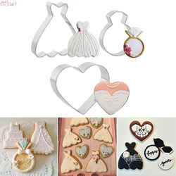 Bride To Be Mr Mrs Wedding Cookie Cutter Stamp Love Ring Dress Biscuit Embossed Mould Bridal Shower Party DIY Fondant Cake Tools