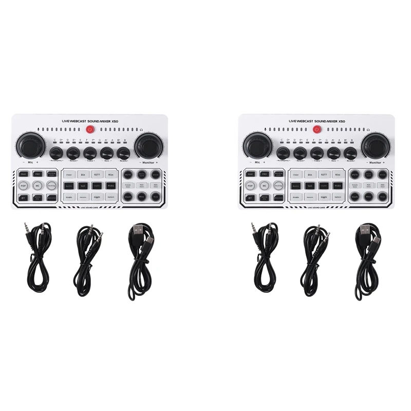 

2Set X50 Professional Recording Studio Sound Cards USB Sound Card Live Broadcast Audio Mixer Interface