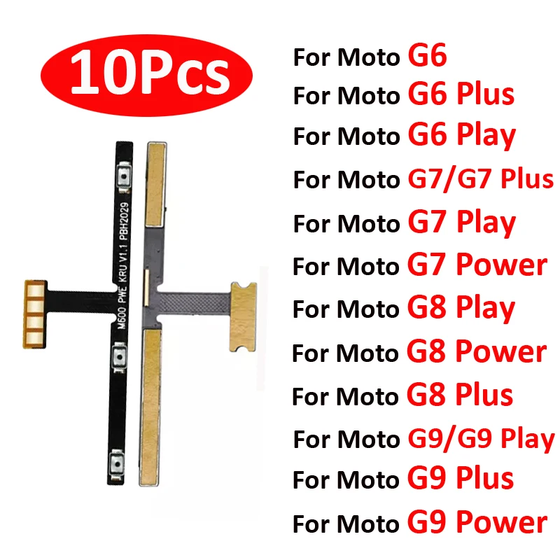 

10Pcs Phone Flex Cables For Motorola Moto G6 G7 G8 G9 Plus Play Power New Power Volume On Off Button Internal Flex Parts