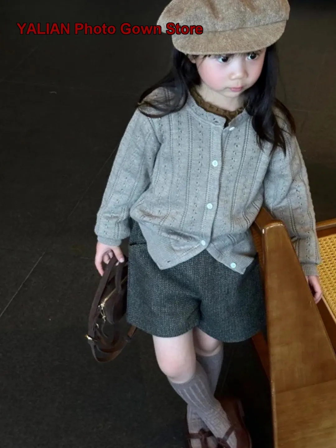 Girls Round Neck Single-Breasted Hollow Out Cardigan Spring Autumn Thin Jacket Kids
