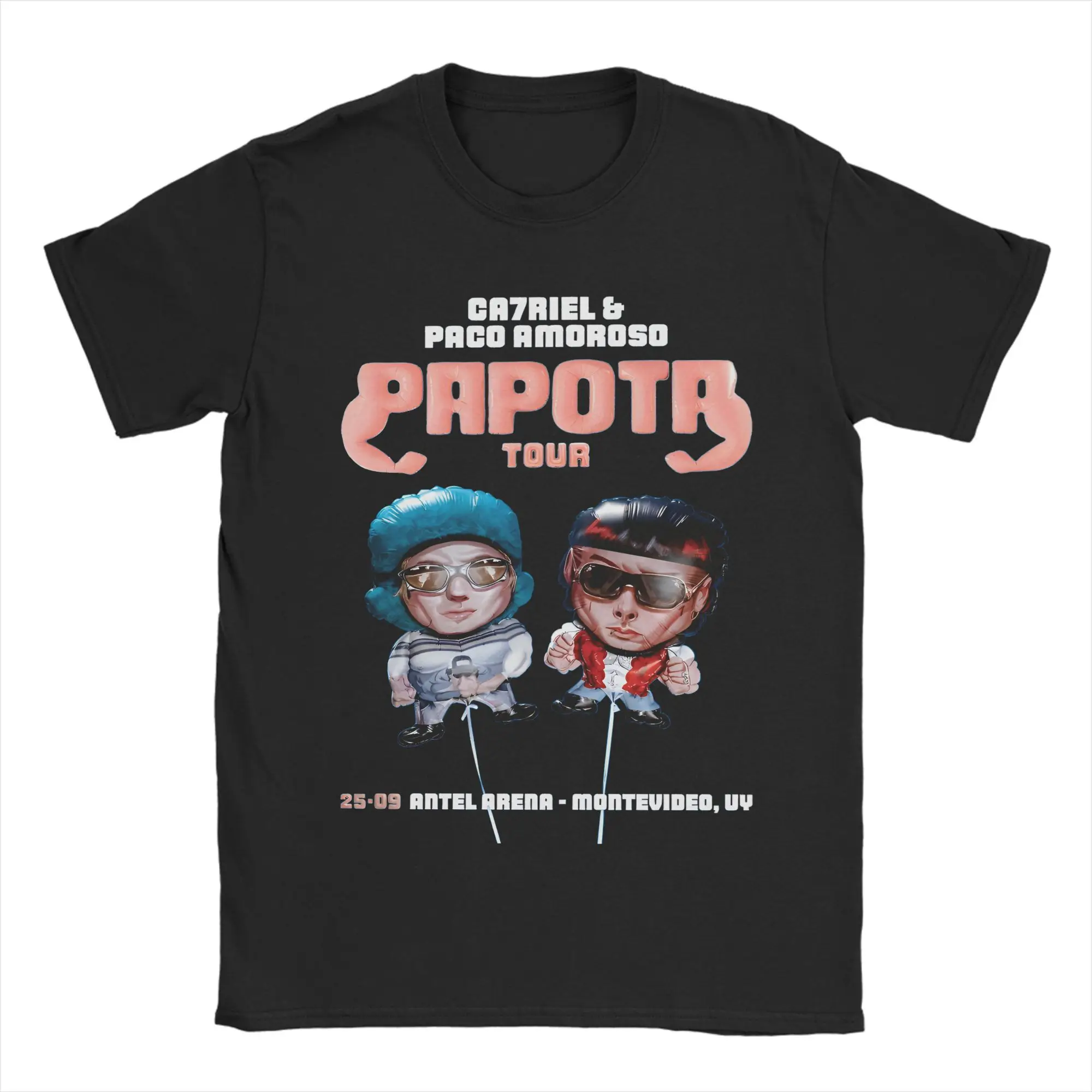 

CA7RIEL & Paco Amoroso Papota Tour T-Shirts for Men Pure Cotton Tee Shirt Round Neck Short Sleeve T Shirt Plus Size Clothes