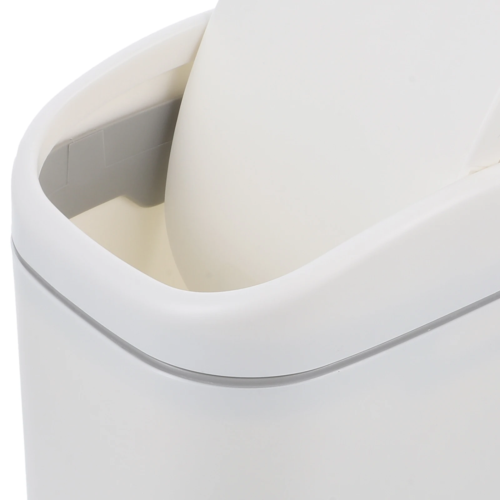 

1pc Stylish Desktop Trash Can With Lid Small Countertop Garbage Bin Plastic Waste Basket For Office Bedroom Bathroom