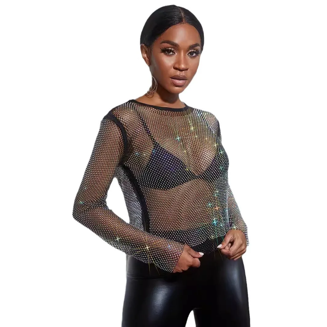 

2024 Long Sleeved Round Neck Off Shoulder Slim Fit Black Pullover Style Commuting Striped Leopard Print Slimming T-Shirt LBZ1620