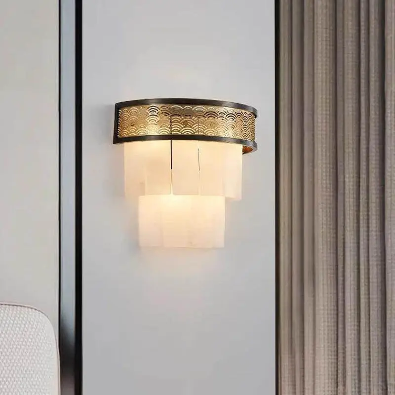 French Style Light Luxury Marble Chandelier, Minimalist High‑end Pendant Light for Hotel Homestay Villa Duplex Bar Counter Bedsi