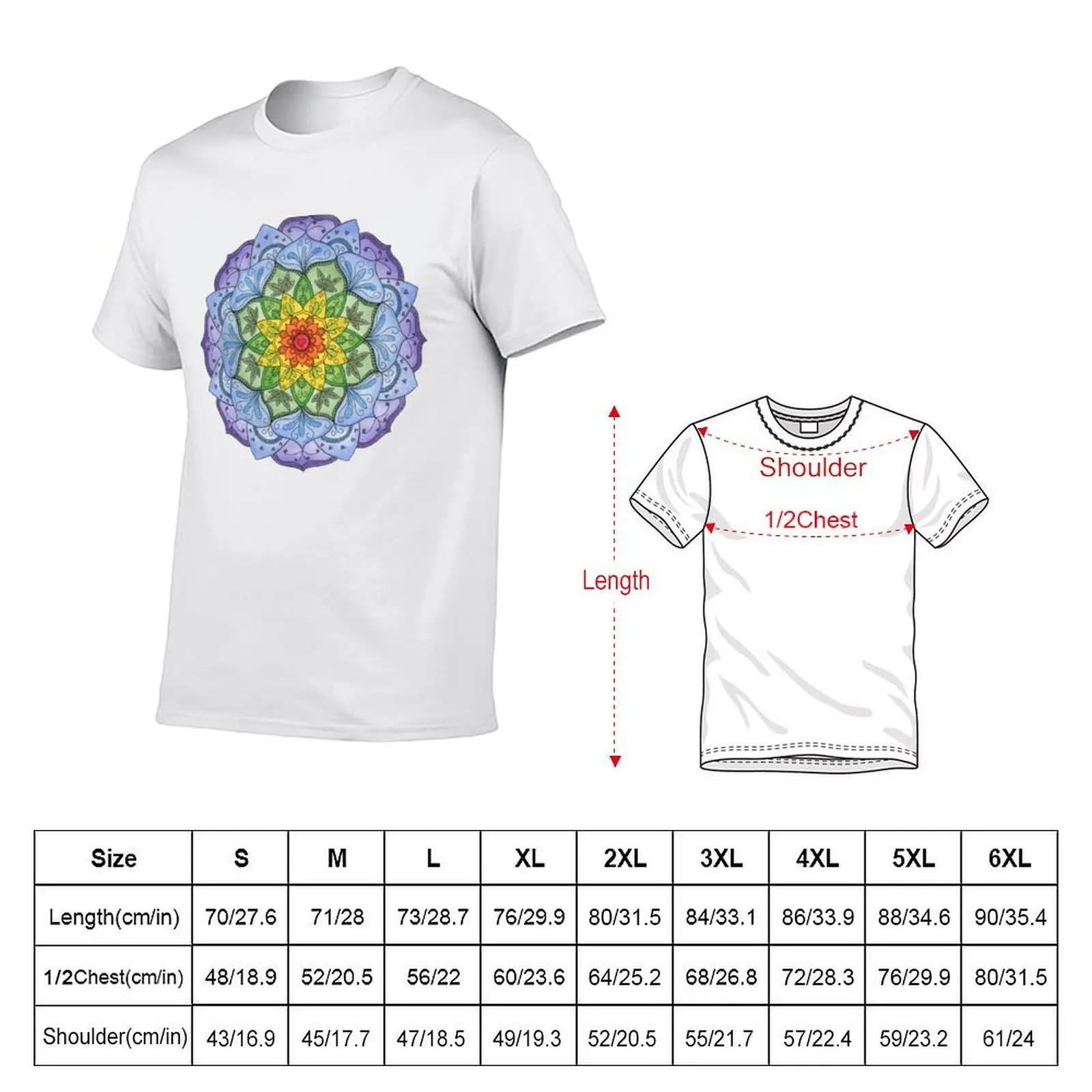 Chakra Mandala T-Shirt t shirts for man pack cotton t shirts for man graphic vintage T-Shirt