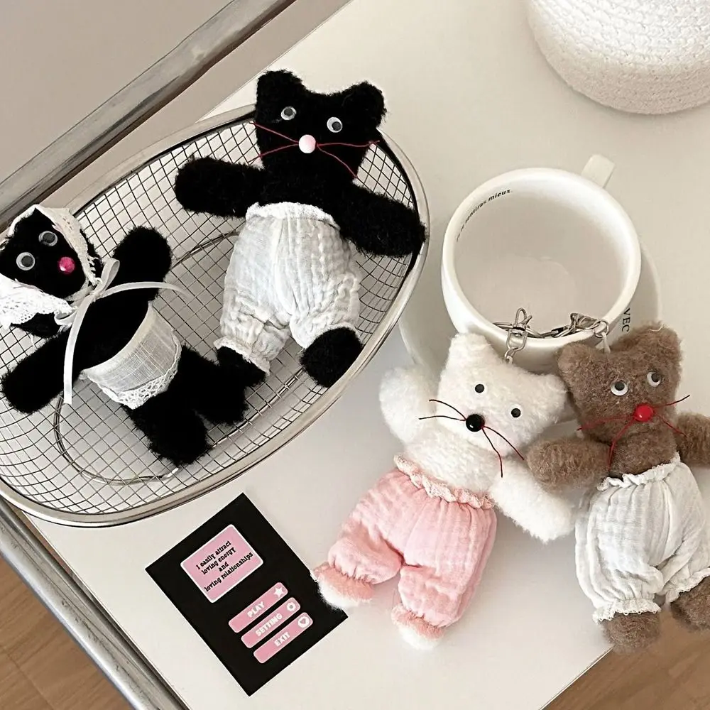 Black Apron Bear Bear Plush Keychain PP Cotton Plush Stuffed Apron Bear Plush Doll Cute Soft Bear Plush Pendant Jewelry Gifts