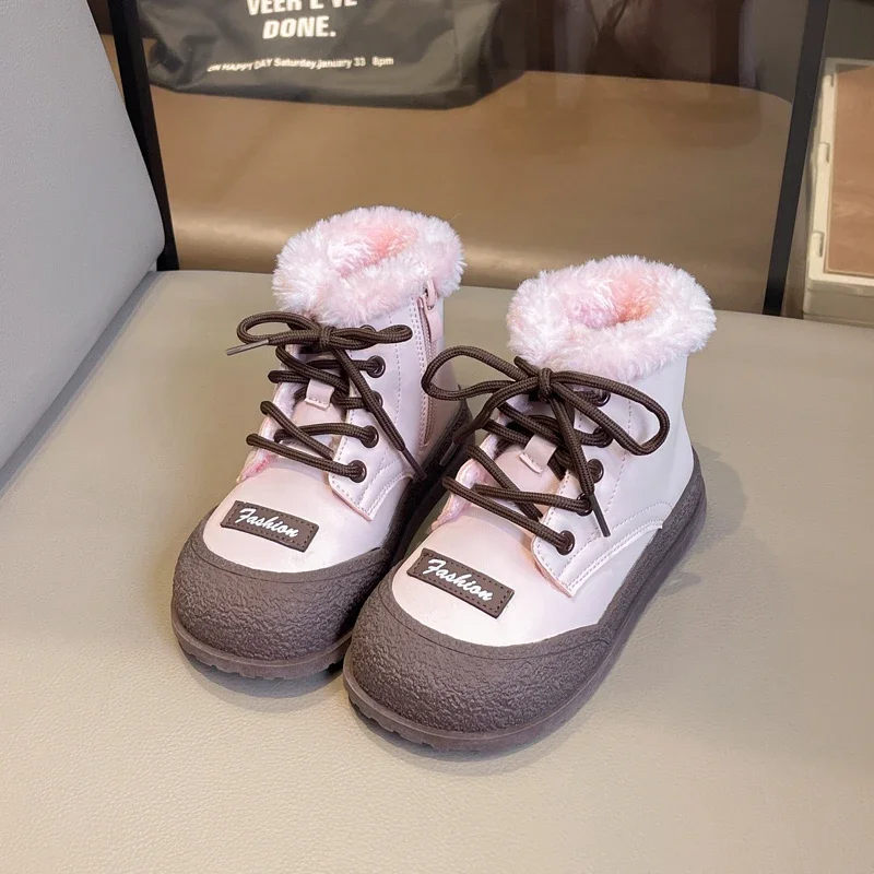 Scarpe per bambini Stivali per ragazza Outdoor Soffici stivali da neve alla moda per bambini Stivali invernali termici per bambini Stivali causali in cotone Fondo morbido