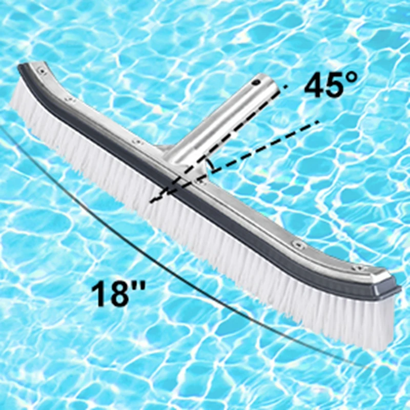 ABUL-Swimming Pool Brush Head, 18-Inch Polished Aluminum Brush Head, For Cleaning Walls And Tiles (Not Including Poles)