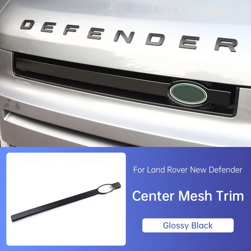 For Land Rover Defender 90 110 2020-2024 Middle Grille Decorative Strip Machine Cover Blackened Carbon Fiber Decorative Strip