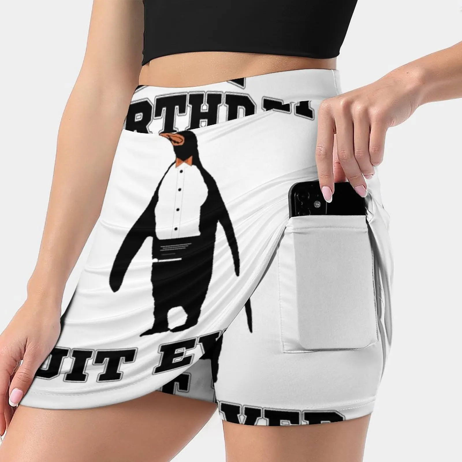 Funny Penguin Birthday Suit Tee Shirt Women Sports Skirt Tennis Golf Dance Fitness Running Yoga Skirts Penguins Penguin Cool