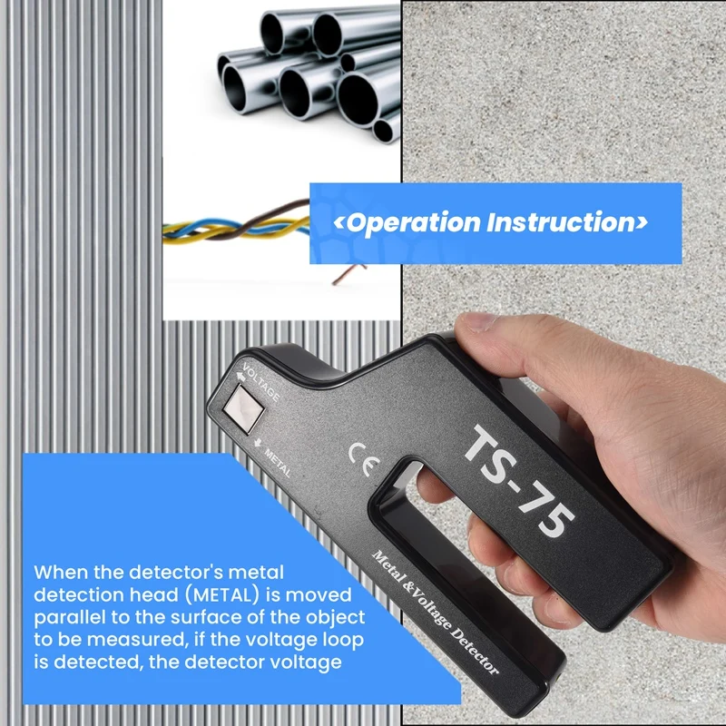 Nuevo Detector de voltaje de metales portátil, detección de cables de tuberías, Detector de cableado de tuberías TS-75