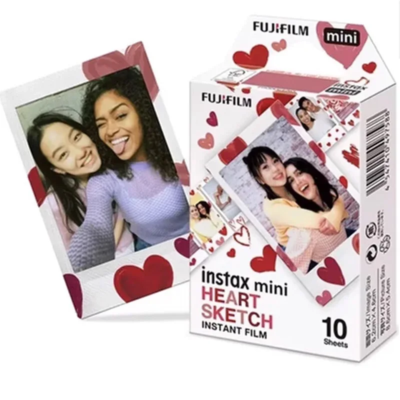 10/20/50 Sheets Fujifilm instax mini 12 11 9 films white Edge 3 Inch Heart Sketch Color film For Instant Camera Mini 8 7s 25 90