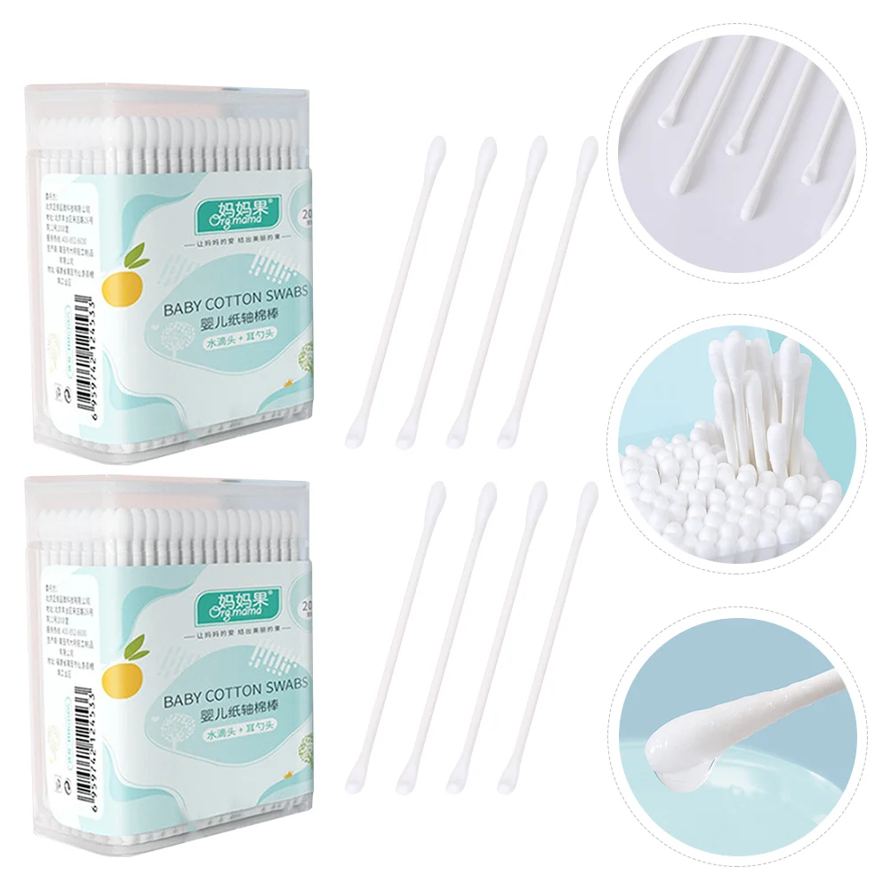 

2 Boxes Cotton Swab Double Tipped Makeup Swabs Ear Cleaning Multifunction Double-headed Baby Care Child