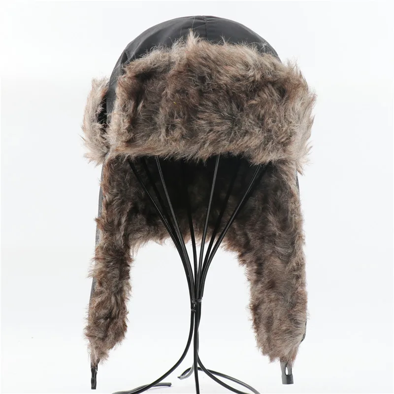 Wasserdichte Winter-Trapper-Mütze mit Kunstfell-Futter, Ohrenklappen, Ski-Mütze, winddicht, thermisch, für kaltes Wetter, Outdoor-Mütze für Herren und Damen, ideal für Reisen. – Detail 6