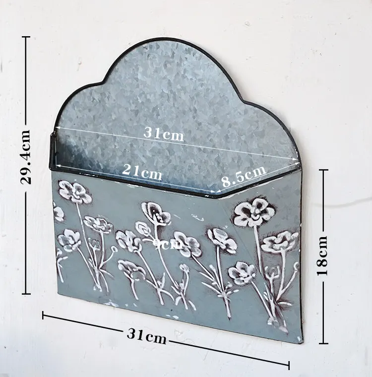 Wrought iron wall hanging flower pot window meter box blocking decoration magazine storage garden courtyard wall decoration