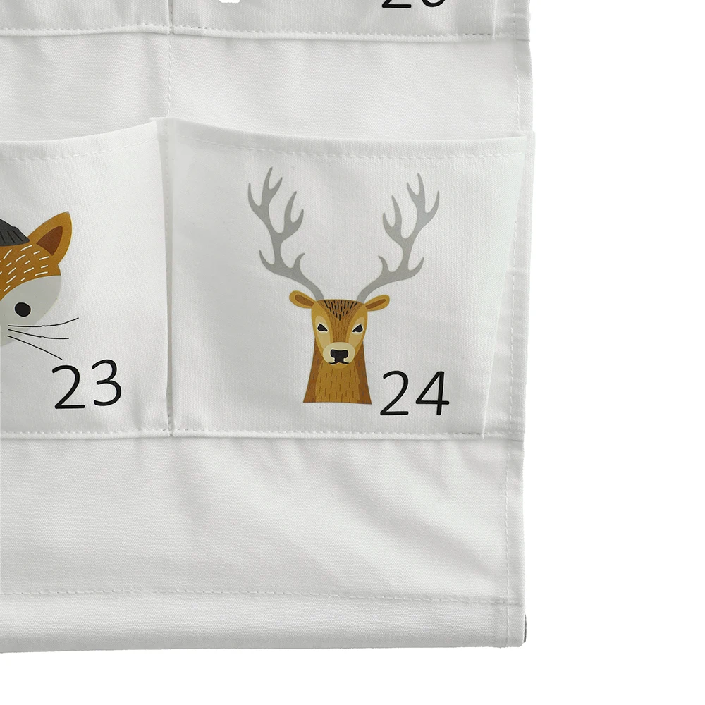 Weihnachts-Adventskalender aus Stoff zum Befüllen, für Kinder, mit Stäben und Seil, Wandkalender aus Stoff für Jungen und Mädchen, Frohe Weihnachten – Detail 6