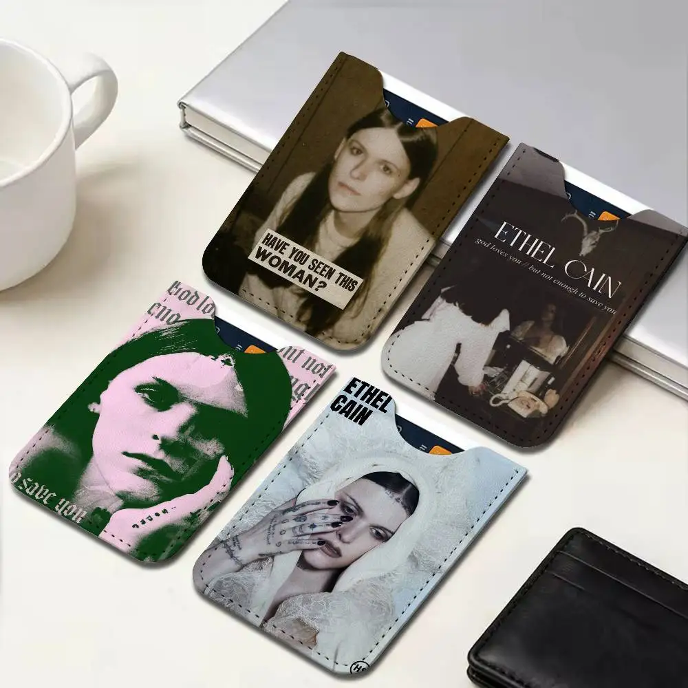 Singer E-Ethel C-Cain Creative Printed with Leather Protective Case Business Portable Letter Pattern Leather Credit Bags