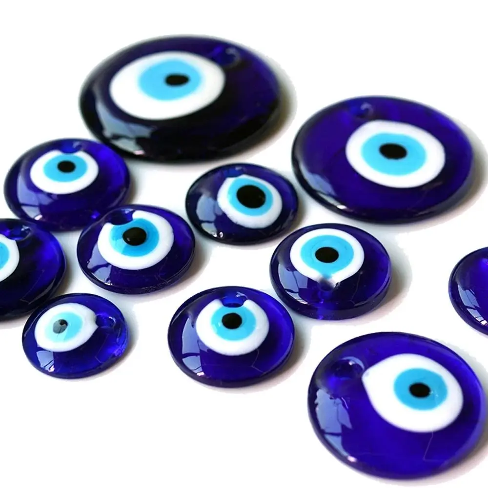 Vintage 25/30/40/60MM Boze Oog Bedels Kralen Klassieke Lucky Blue Eye Hanger punk Hip Pop Ronde Lucky Blue Eye Ketting DIY