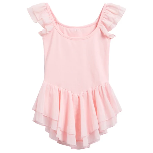 Imagen 2 del producto Vestido de ballet de manga corta de verano para niñas con falda de tul en capas (rosa/morado/azul) - Traje de baile para niños para gimnasia de ballet Pra