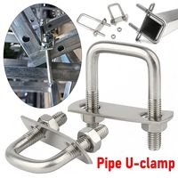 2Sets New 304 Stainless Steel Square Clamp Right Angle U-bolt With Baffle Pipe U-clamp Screw M6 Squa Bolt