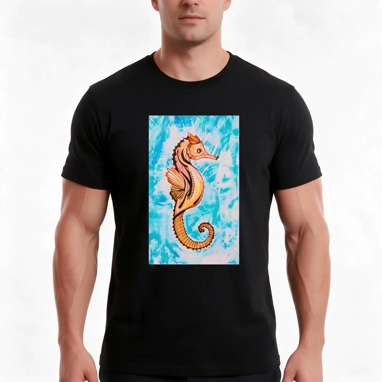 Seahorse T-Shirt Summer Casual Cotton Tee Oversized Streetwear Tops Vintage Graphic Print Loose Fit Short Sleeve