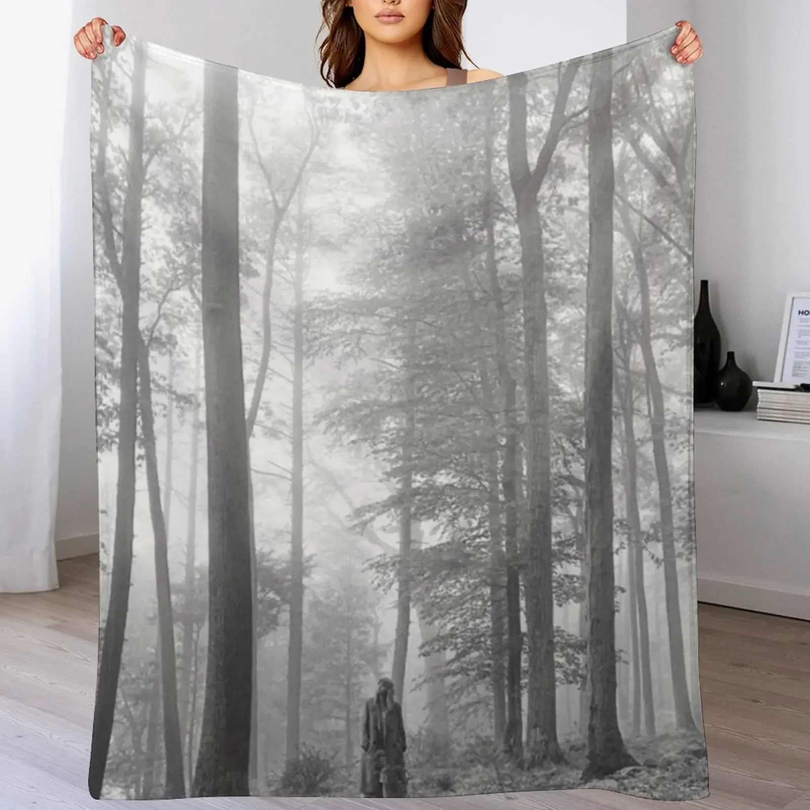 

;folklore black white cover poster Throw Blanket Multi Purpose Soft Warm Blanket for Home Travel