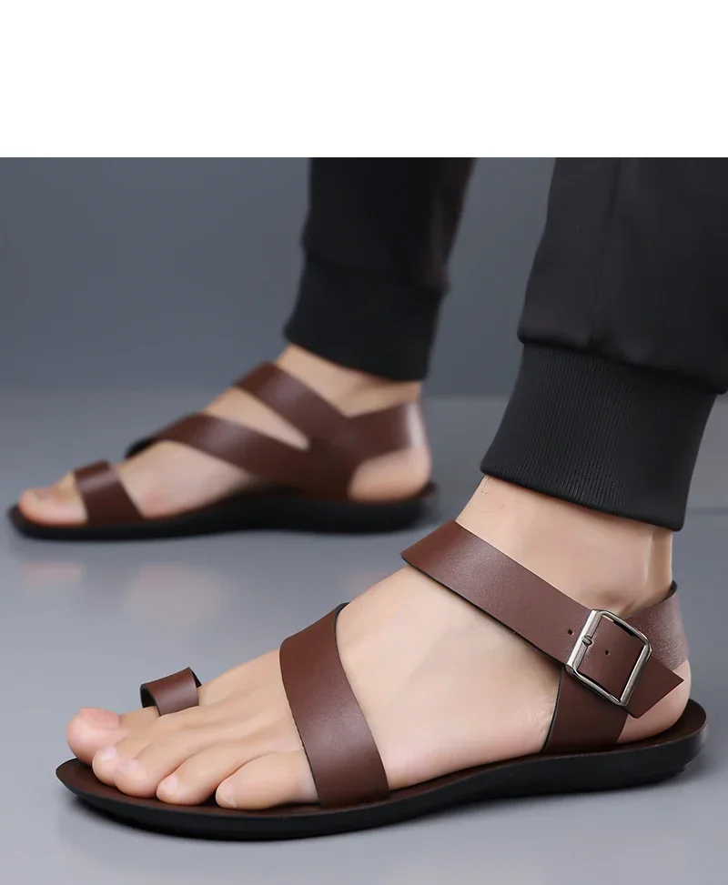 Sommer Herren Mode Römische Sandalen Komfortable Weiche Sohle Atmungsaktive Slides Rutschfeste Verschleißfeste Outdoor-Strandschuhe-5126 – Detail 5