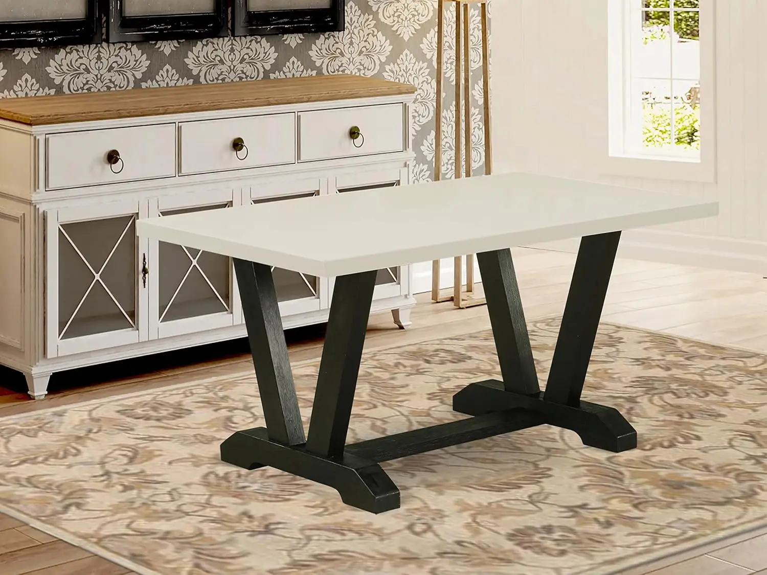 V-Style Kitchen Dining Rectangle Wooden Table Top with Stylish Legs, 36x60 Inch