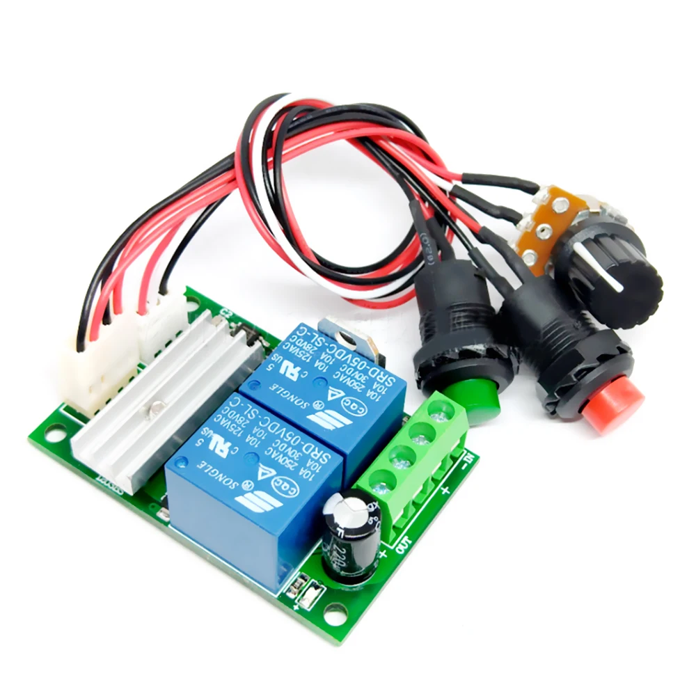 

PWM DC motor speed controller with 6V, 12V and 24V forward and reverse rotation switches
