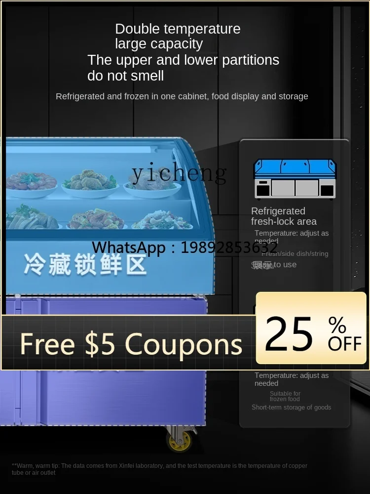 Display Cabinet Barbecue Seafood Frozen to Keep Fresh Commercial Cold Dish Fruit Fishing Skewers Food Displaying Refrigerator