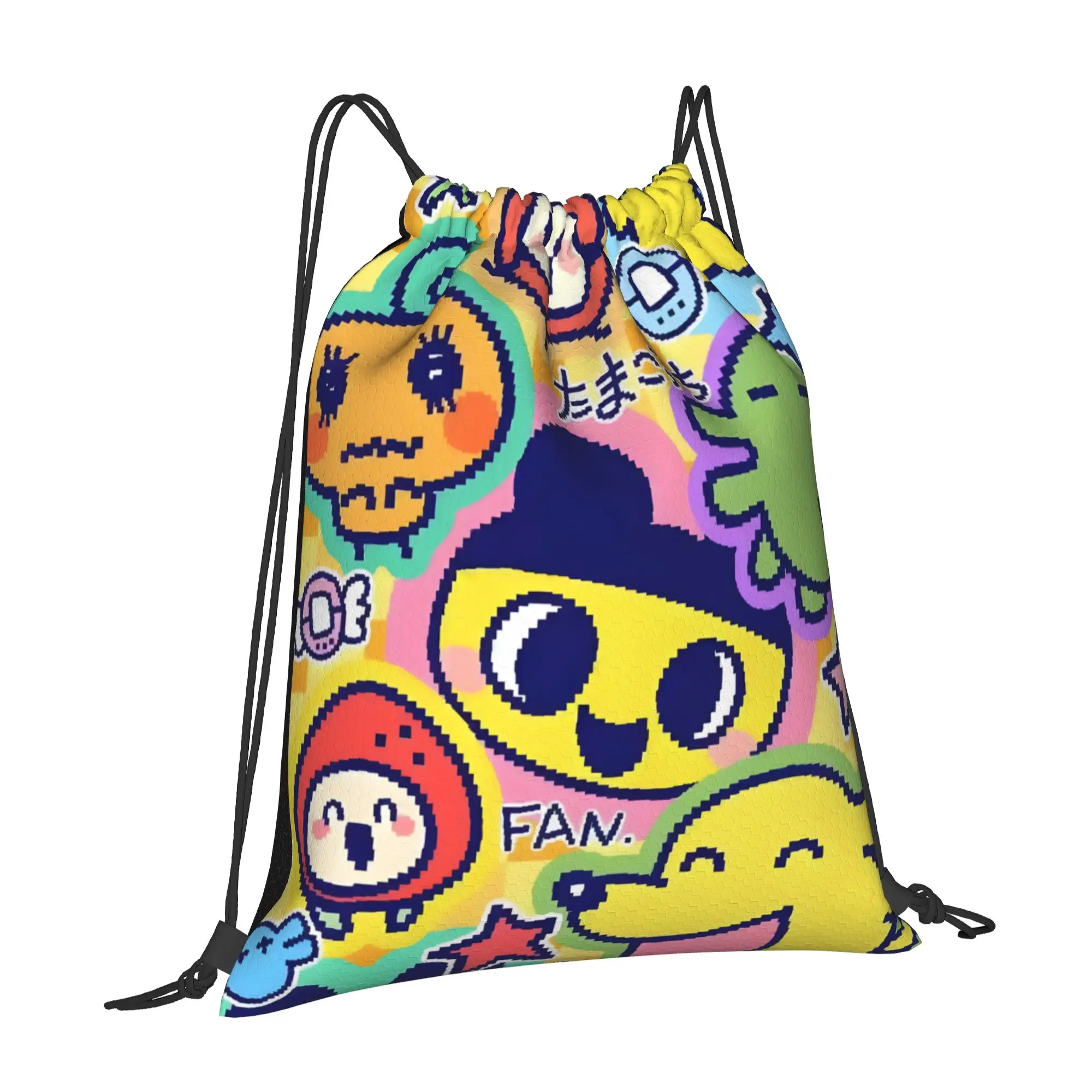 1 pc Tamagotchi Anime Cartoon Design  Kawaii Drawstring Bags Shopping Shoe Clothes Storage Multi-function Teen Portable