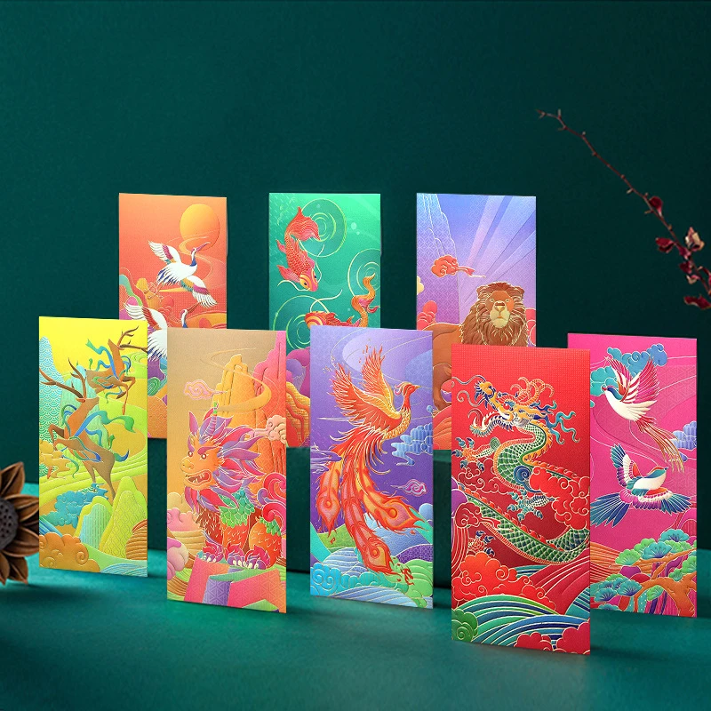 (48/6 pieces/lot) New Year Red Pocket Hot Stamping Creative Red Bag Spring Festival Marriage Birthday Red Envelopes