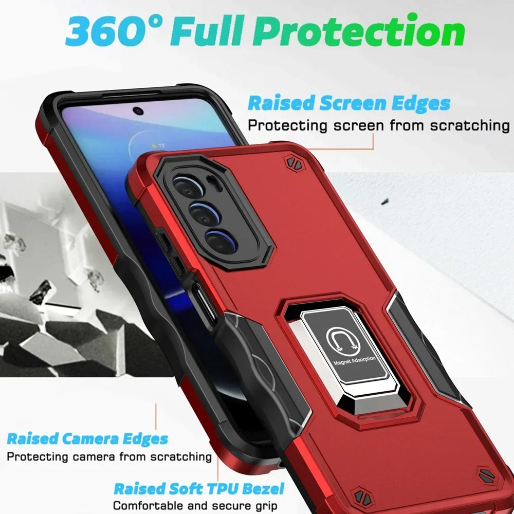 Magnetic Ring Stand Cover for Motorola G52 G71 G51 G41 G50 G60 G30 MOTO G 5G Stylus G9 Play E7 Power Shockproof Armor Phone Case