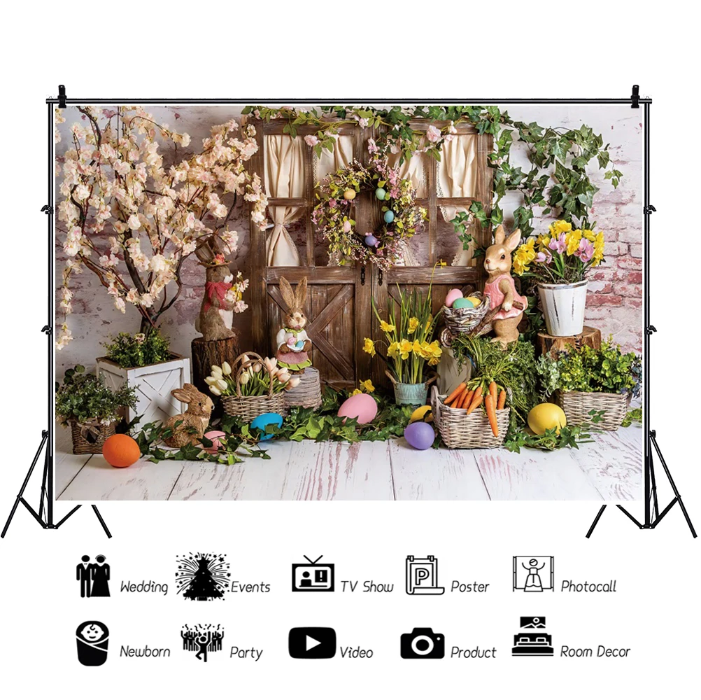 Yeele الربيع عيد الفصح الطوب جدار الطابق البيض الأرنب الأرنب ديكور حفلات التصوير خلفية التصوير الفوتوغرافي الخلفيات للصور استوديو