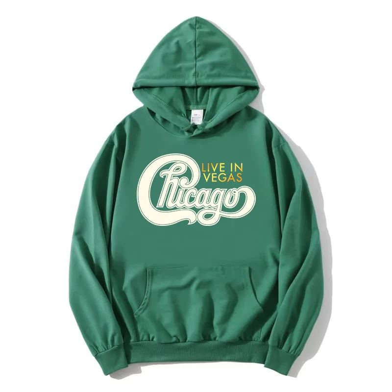 女性/男性 トップス シカゴ ライブ イン ベガス パーカー シカゴ アメリカ バンド グラフィック スウェットシャツ ルーズ カジュアル グラフィック プリント プルオーバー