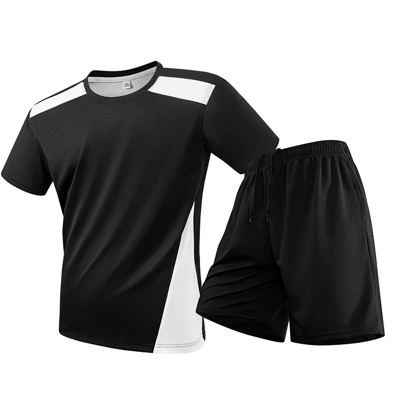 Men's t-shirts And Tank Tops Ice Silk Short Sleeve tee Set Casual Large Size Quick-Dry Shorts Lightweight Male Shirts Set HWY359 view 3