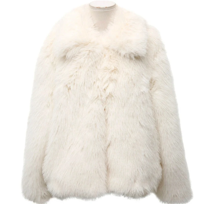 Faux Fur Coats Women Full Sleeve Turn Down Collar Short Coat Thick Warm Y2k Streetwear Elegant Jackets Y2k Work Autumn Winter