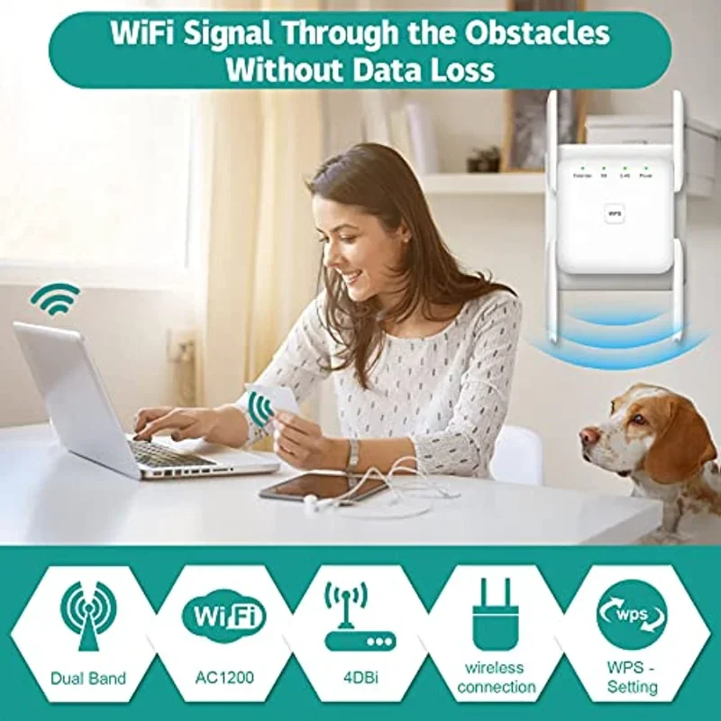 5G WiFi Range Extender Wi-Fi Dual Band Wireless Network Amplifier 1200Mbps 5 Ghz Long Range Wi/Fi Repeater