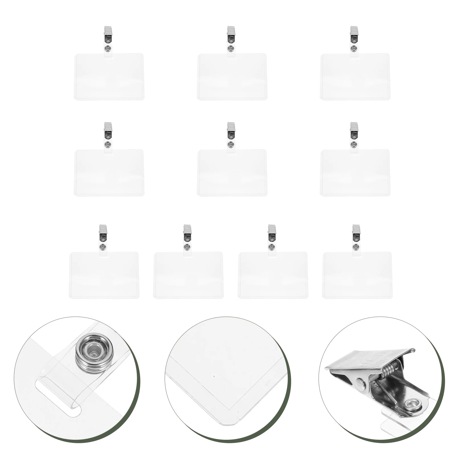 

10 Sets Clear Card Sleeves Waterproof Industrial Badge Covers Plastic for Id Cards Horizontal Identification Holder Hard Work