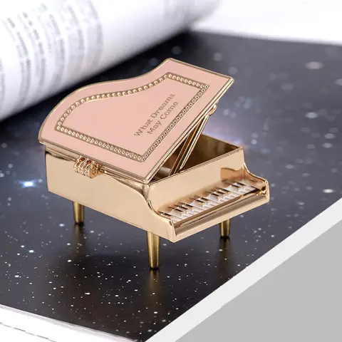 Simulation Mini Piano Shape Alloy Design Music Box Boy Girls' Birthday Creative Musical Instrument Decorations Music Box ZD301